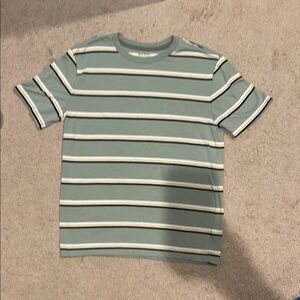 Old Navy Green and White Striped Short Sleeve Tee